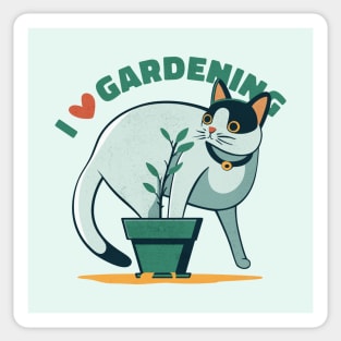 Cat in plants, I love gardening Sticker